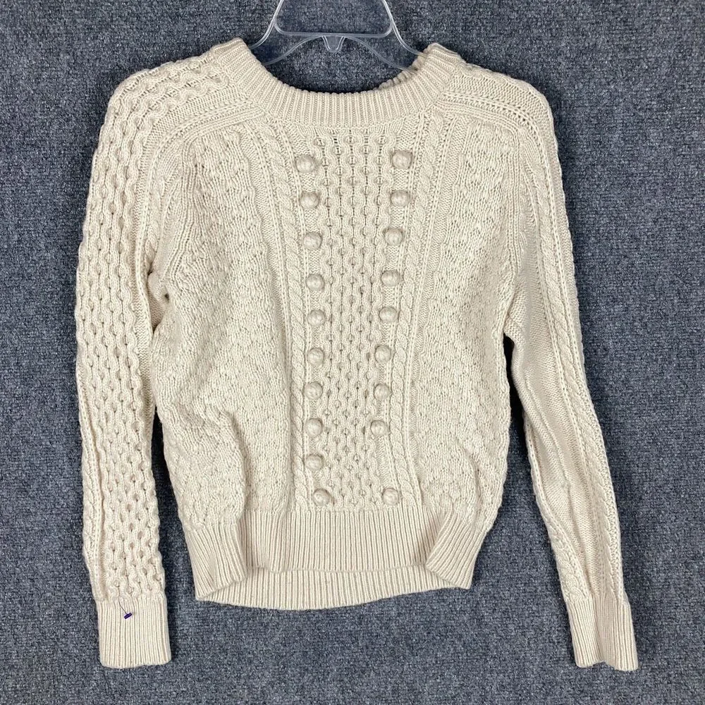 J Crew Sweater Women's Small Nylon Lambs Wool Pullover Knit Beige S